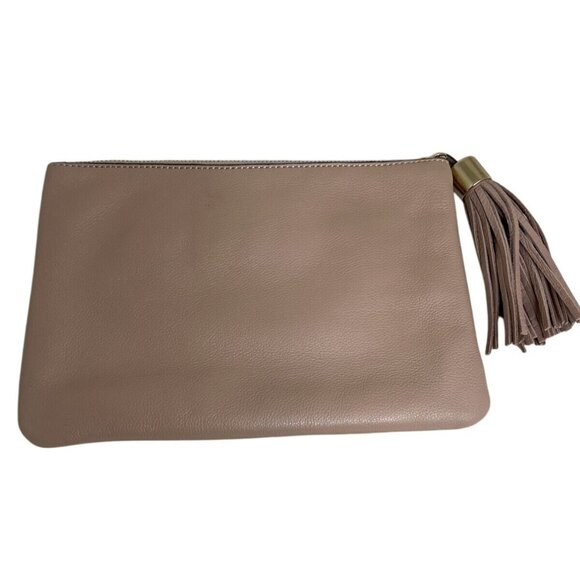 G.I.L.I. Dusty Rose Leather Clutch With Tassel Accent & Gold Hardware - Picture 1 of 2